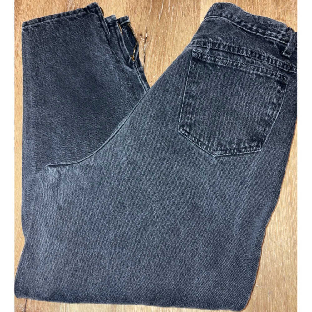 Vintage Sasson Modern Basics Black Wash Mom Jeans Size 18 Ankle Zip‎